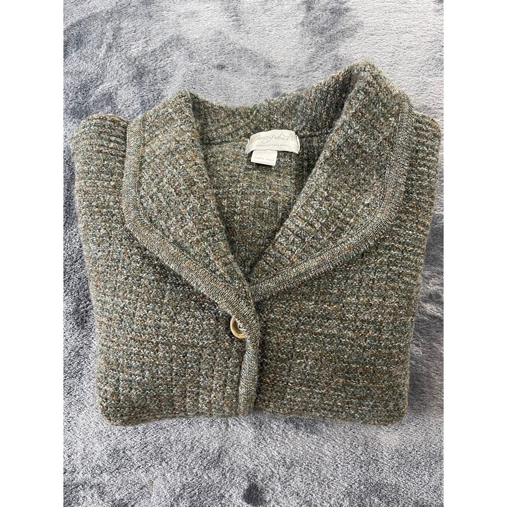 Vintage 100% Wool Tweed Cardigan Sweater Cropped Womens Large - Picture 9 of 9